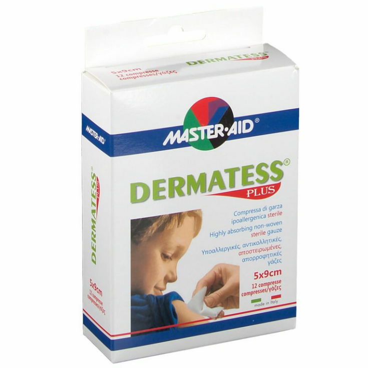 Master-Aid&reg; Dermatess&reg; Plus Compressa Di Garza Ipoallergenica Sterile 5x9 cm 12 Pezzi