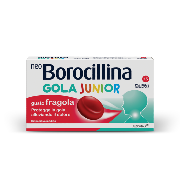 NeoBorocillina Gola Junior Alfasigma 15 Pastiglie Gommose Fragola NeoBorocillina Gola Junior Alfasigma 15 Pastiglie Gommose Fragola