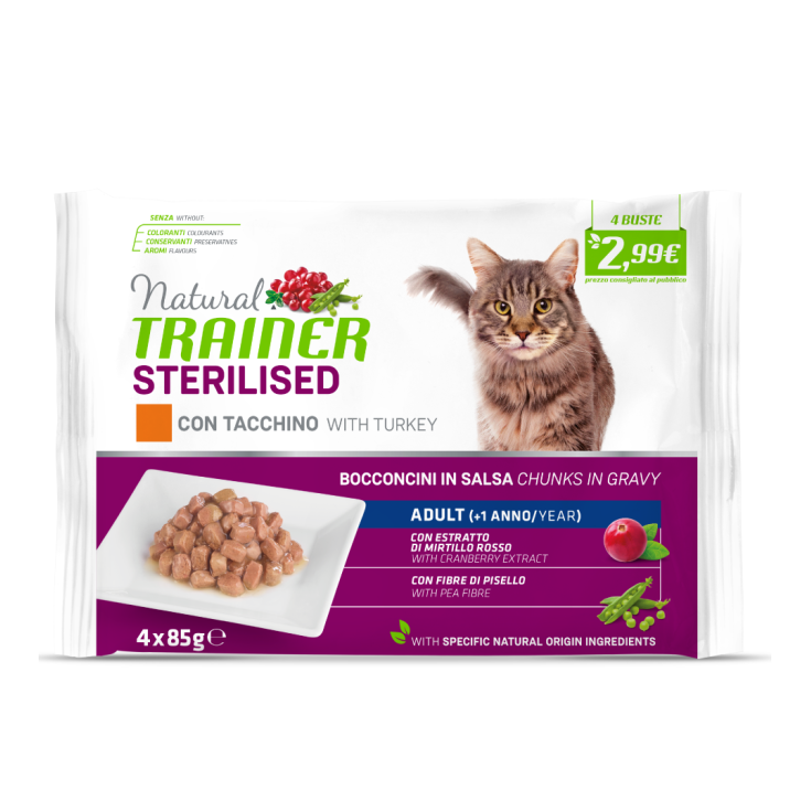 Natural Feline Flowpack Sterilised con Tacchino - 4 Bustine da 85GR