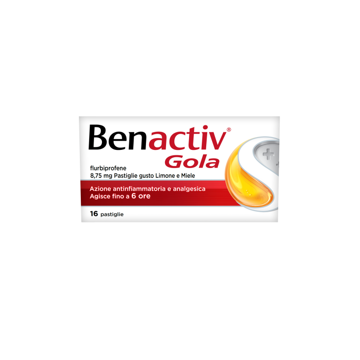 Benactiv gola 16 Pastiglie per il Mal di Gola gusto Miele e Limone