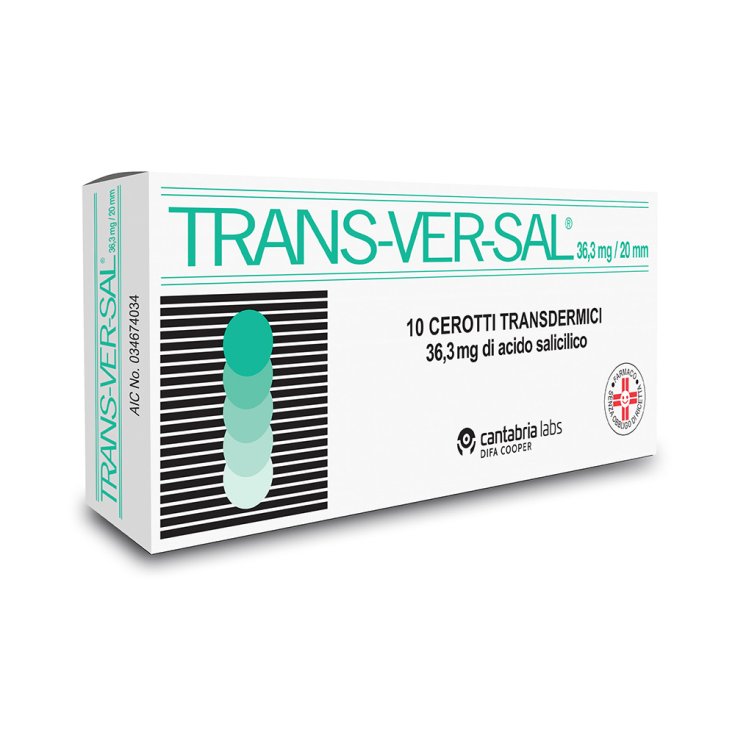 Difa Cooper Trans-Ver-Sal 36,3mg/20mm Per Verruche, Callosit&agrave; E Duroni 10 Cerotti Transdermici