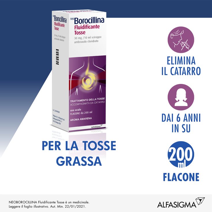 NeoBorocillina Fluidificnate Tosse Alfasigma 200ml Amarena NeoBorocillina Fluidificnate Tosse Alfasigma 200ml Amarena