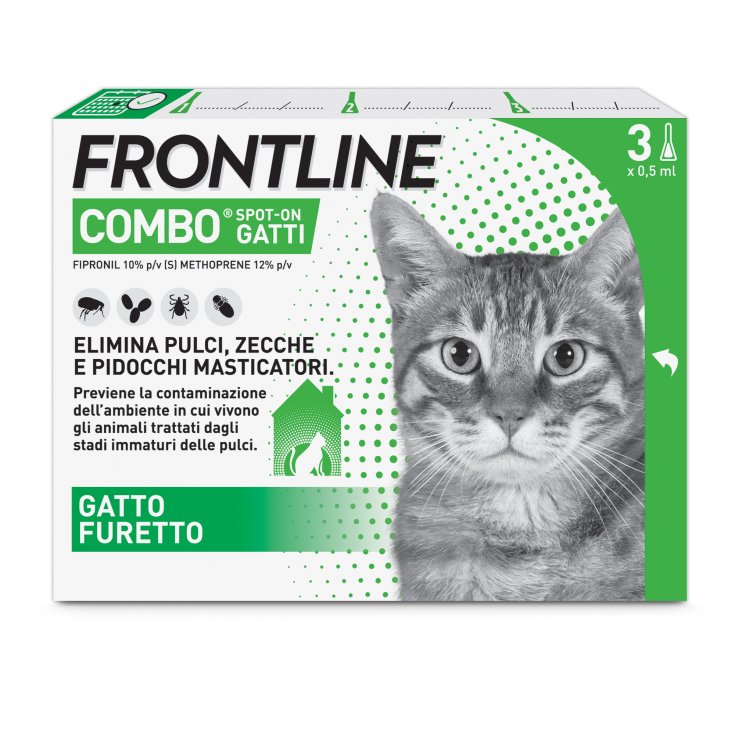 Frontline Combo Gatti e Furetti, 3 Pipette Antiparassitarie