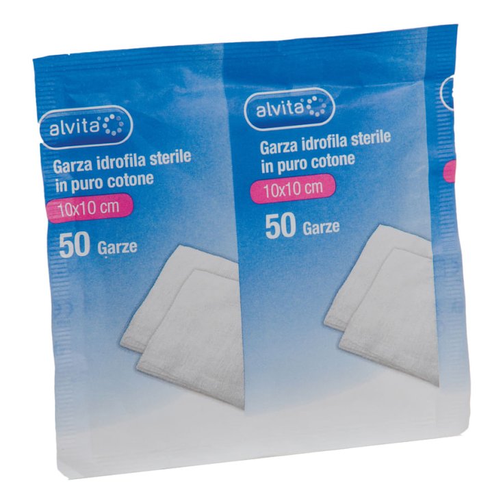 Garza Idrofila Sterile 10x10cm Alvita 50 Garze