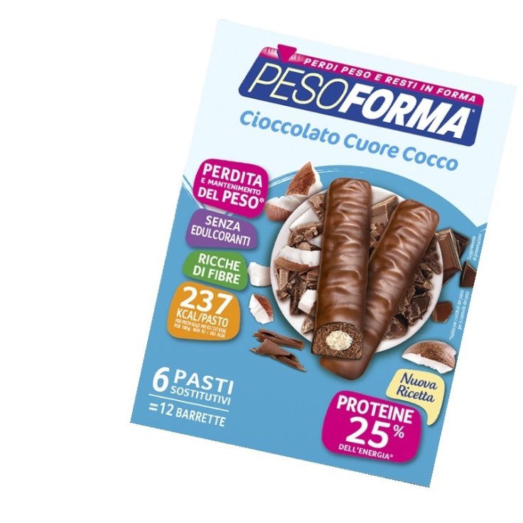 Barrette al Cioccolato Cuore Cocco&nbsp;Pesoforma 12 Barrette