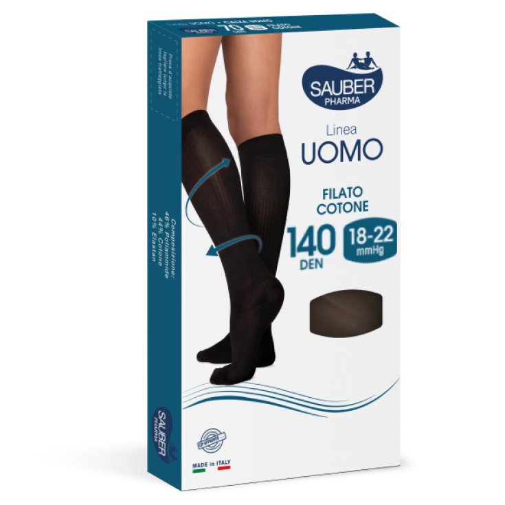 Linea Uomo 140D Calza Cotone Nero Tg.L/XL Sauber