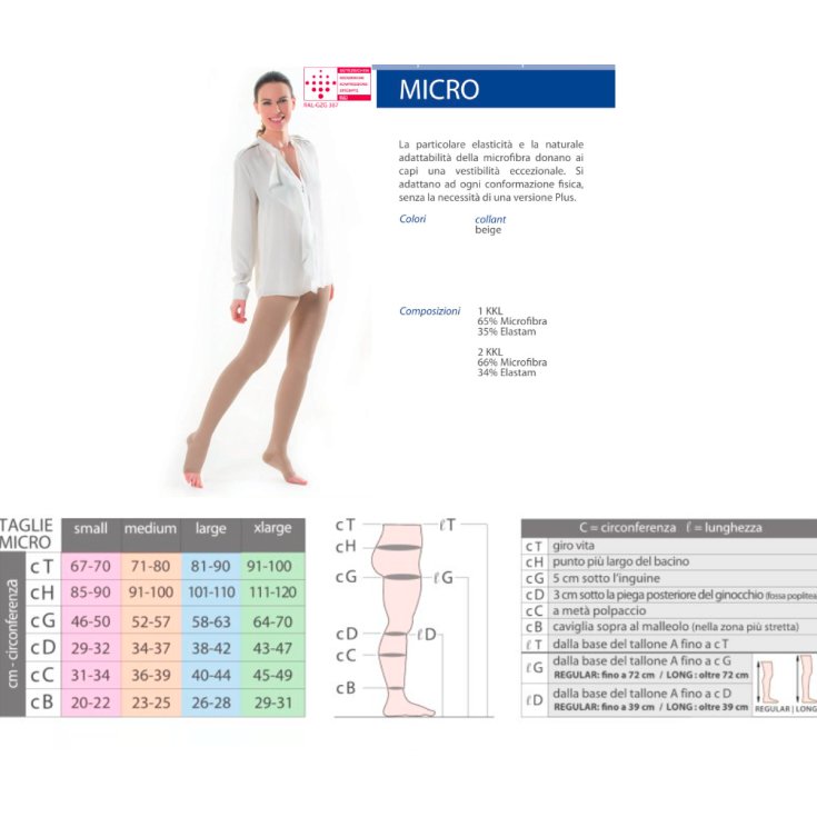 Collant KKL1 Punta Aperta Micro Beige Tg.S Regular Kàmila