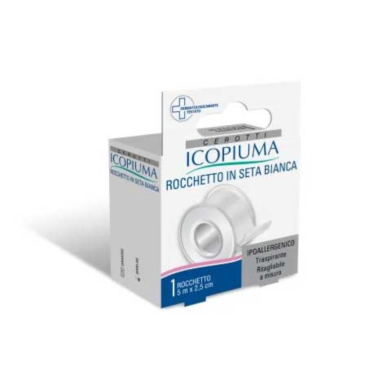 Icopiuma Cerotto Rocchetto In Seta Bianca Ipoallergenico 2,5cm x 5m