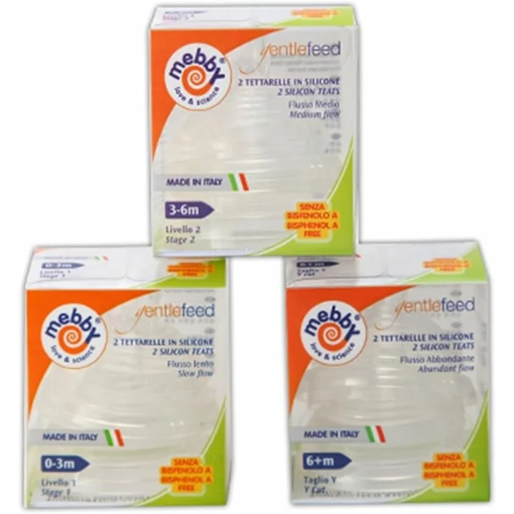 Tettarelle Silicone Anti-Coliche Livello Y&nbsp;Gentlefeed Mebby 2 Pezzi