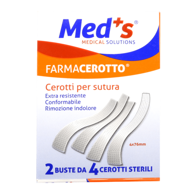 Cerotto per Sutura 4 x 76mm FarmaCerotto Med's 2 Buste x 4 Cerotti