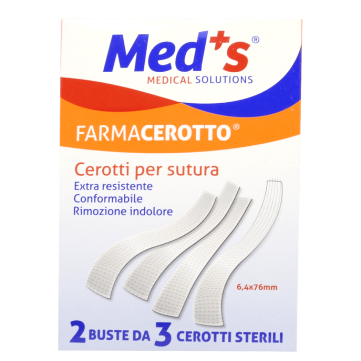 Cerotto per Sutura 6.4 x 76mm FarmaCerotto Med's 4 Buste x 2 Cerotti