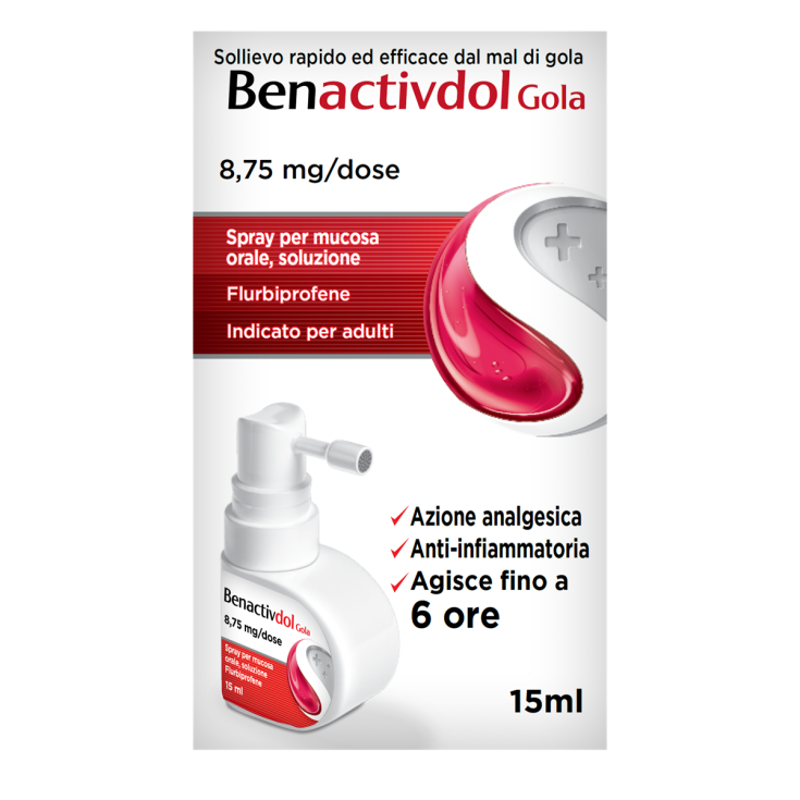Benactivdol Gola Spray 15 ml, Indicato per Mal di Gola