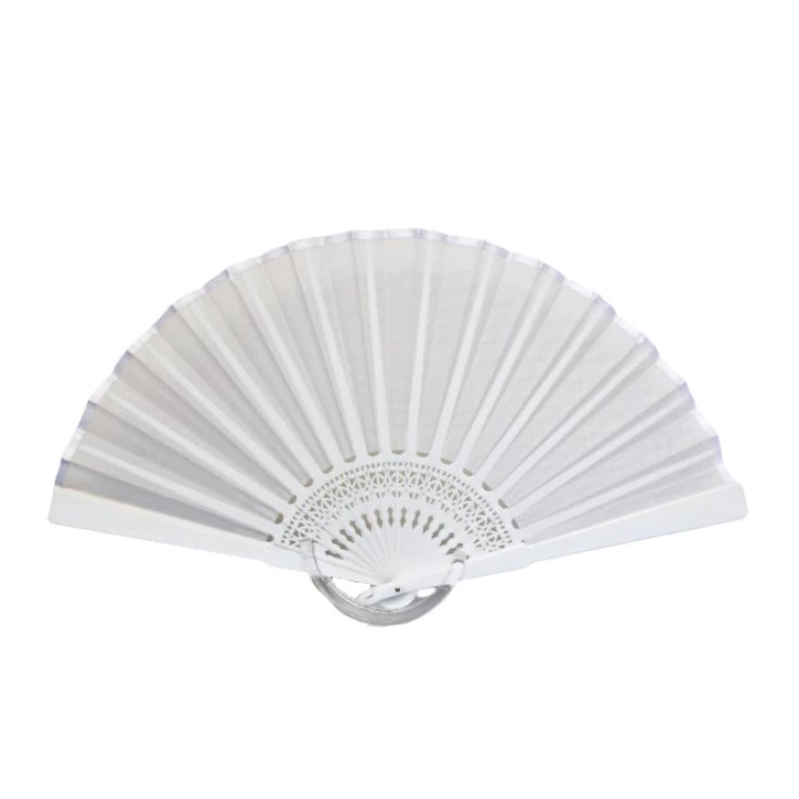 Ventaglio Doppia Seta+raso Bianco
