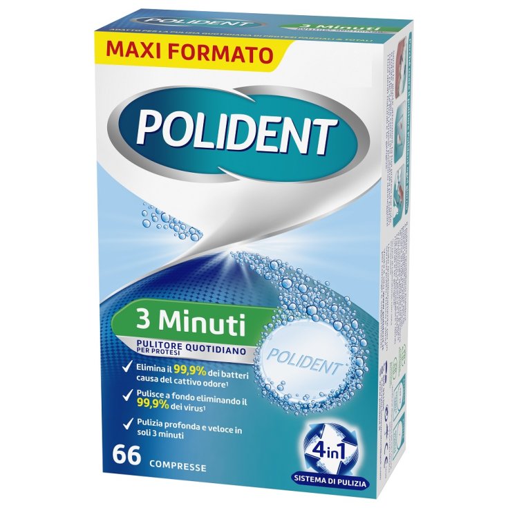 Polident 3 Minuti 66 Compresse Pulenti Protesi Dentali