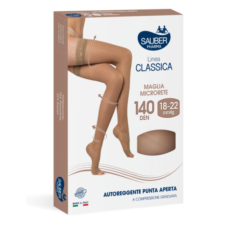 Linea&nbsp;Classica 140D&nbsp;Autoreggente Punta Aperta&nbsp;Neutro&nbsp;Tg.2&nbsp;Sauber