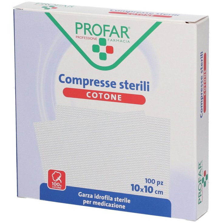 Compresse Sterili in Cotone 10x10cm Profar&reg; 100 Pezzi