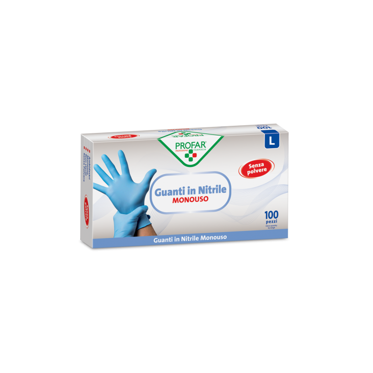 Guanti in Nitrile Senza Polvere L PROFAR&reg; 100 Pezzi