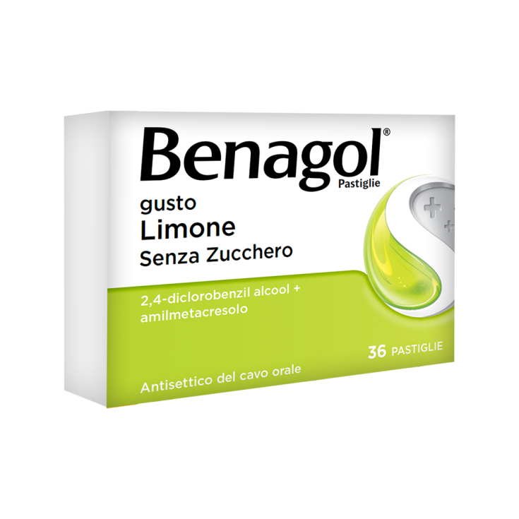 Benagol 36 Pastiglie  Limone senza zucchero  antisettico per bocca e gola