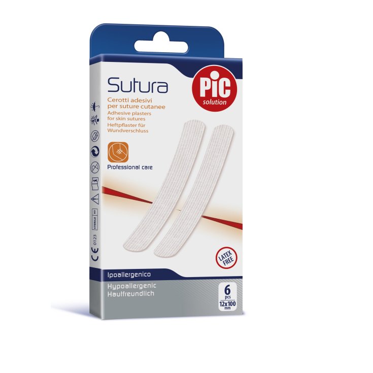Sutura&nbsp;Cerotti Adesivi 12x100mm PIC 6 Pezzi