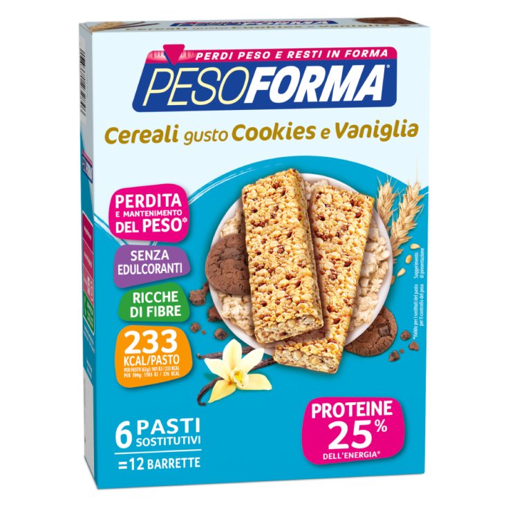 Barrette Cereali Gusto Cookies e Vaniglia Pesoforma® 12 Barrette Barrette Cereali Gusto Cookies e Vaniglia Pesoforma® 12 Barrette