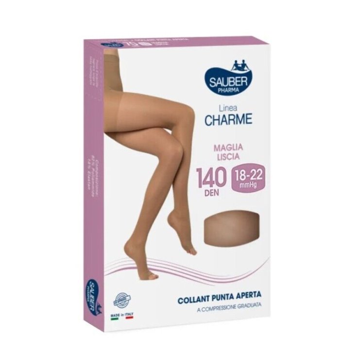 Linea Charme Maglia Liscia 140D Collant Punta Aperta&nbsp;Neutro Beige 2&nbsp;Sauber 1 Paio