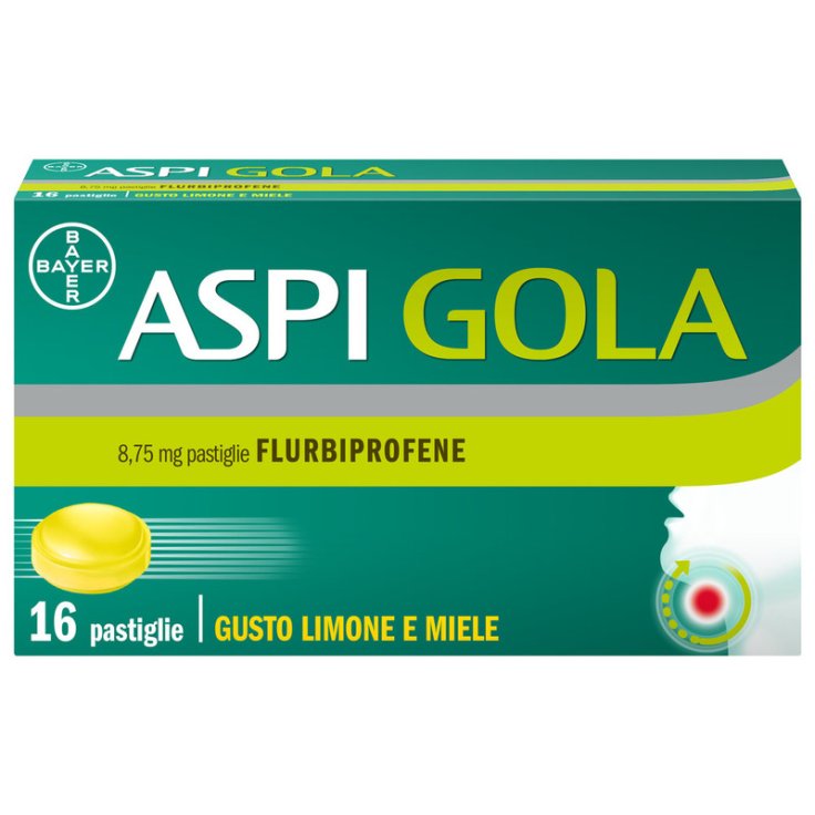 Aspi Gola 16 Pastiglie contro faringite e Mal di Gola Limone-Miele