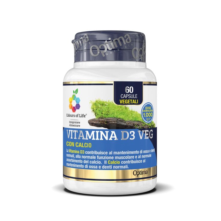 Vitamina D3 Veg Di Origine Vegetale Con Calcio Colours Of Life&reg; Optima Naturals 60 Capsule