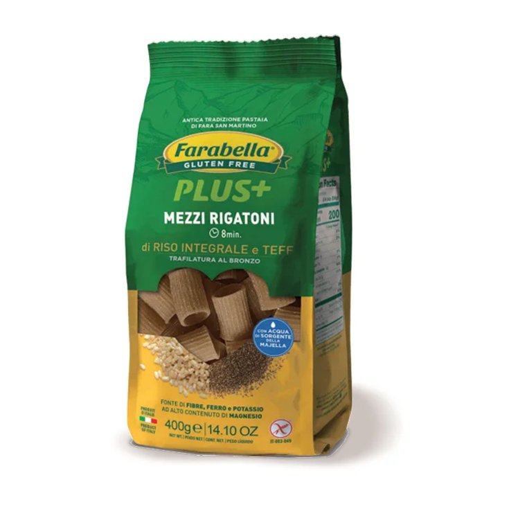 Plus+ Mezzi Rigatoni di Riso Integrale e Teff Farabella&reg; 400g