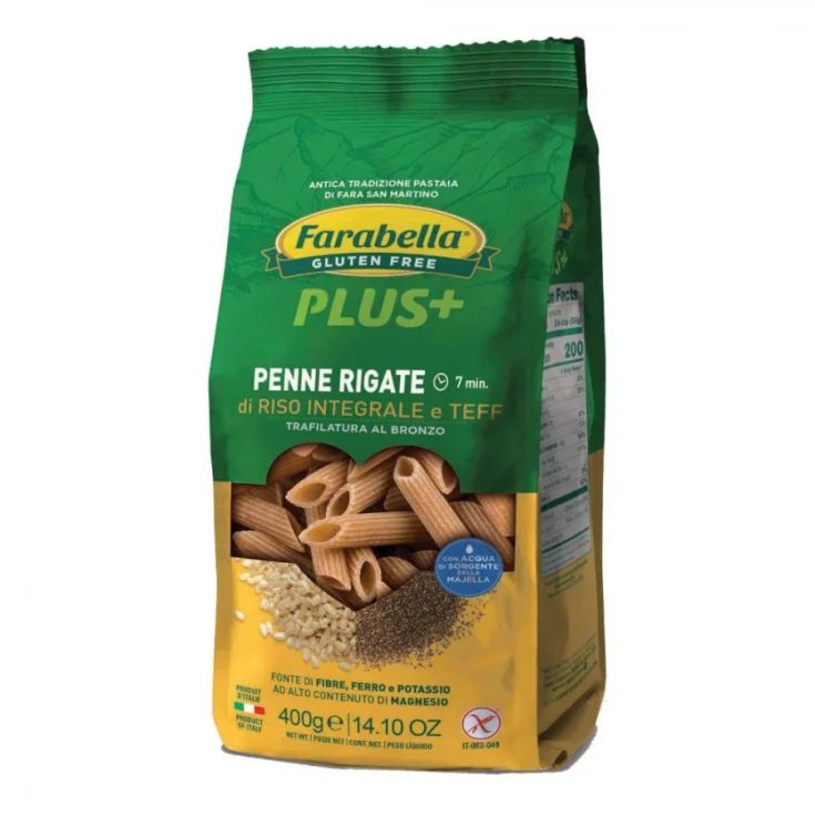 Plus+ Penne Rigate di Riso Integrale e Teff Farabella&reg; 400g