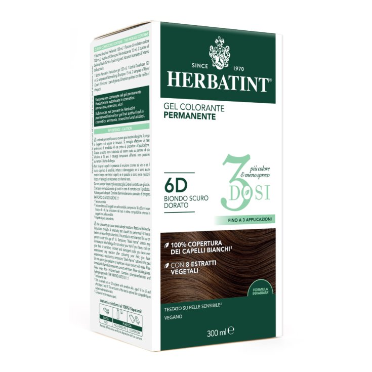Gel Colorante Permanente 6D 3 Dosi Herbatint 300ml