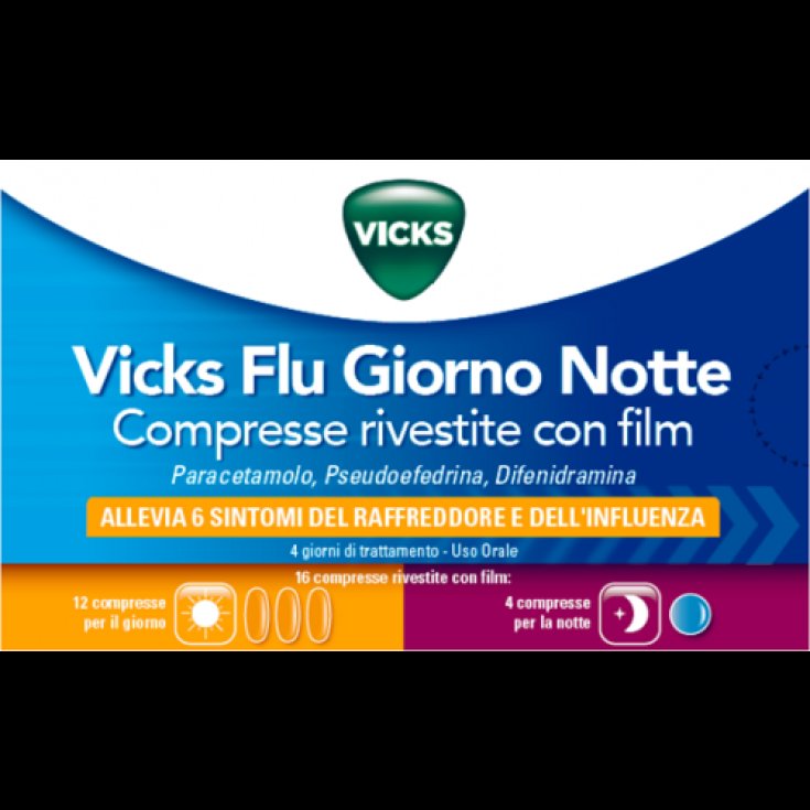 Vicks Flu Giorno Notte 12+4 Compresse Vicks Flu Giorno Notte 12+4 Compresse