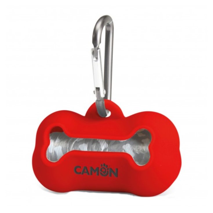 Bags Dispenser In Silicone Rosso con Rotolo da 20 Sacchetti Camon