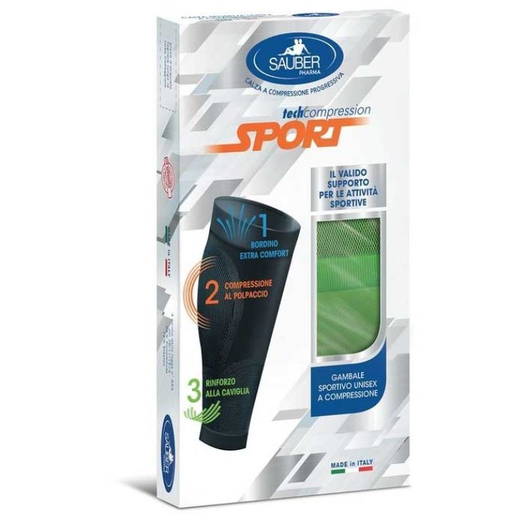 Sauber Sport Gambale Unisex A Compressione Progressiva Colore Verde Fluo Taglia M