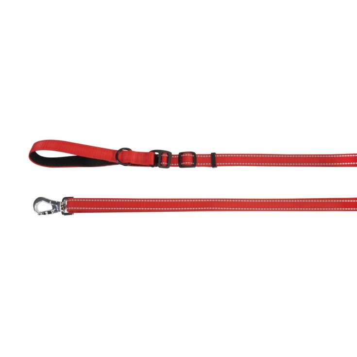 Guinzaglio con Maniglia in Neoprene e Cuciture Reflex Blu - 2 x 120 Cm - Rosso