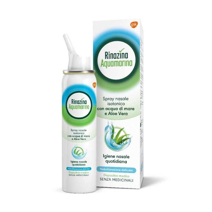 Rinazina Aquamarina Spray Nasale Isotonico Con Aloe Vera Nebulizzazione Delicata 100ml