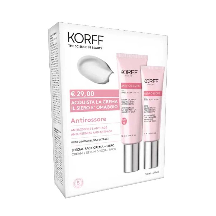Antirossore Crema Giorno 50ml+siero Concentrato Pelli Sensibili Korff 30ml