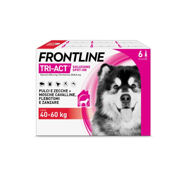 Frontline Tri-Act Cani (40-60Kg), 6 Pipette Antiparassitarie