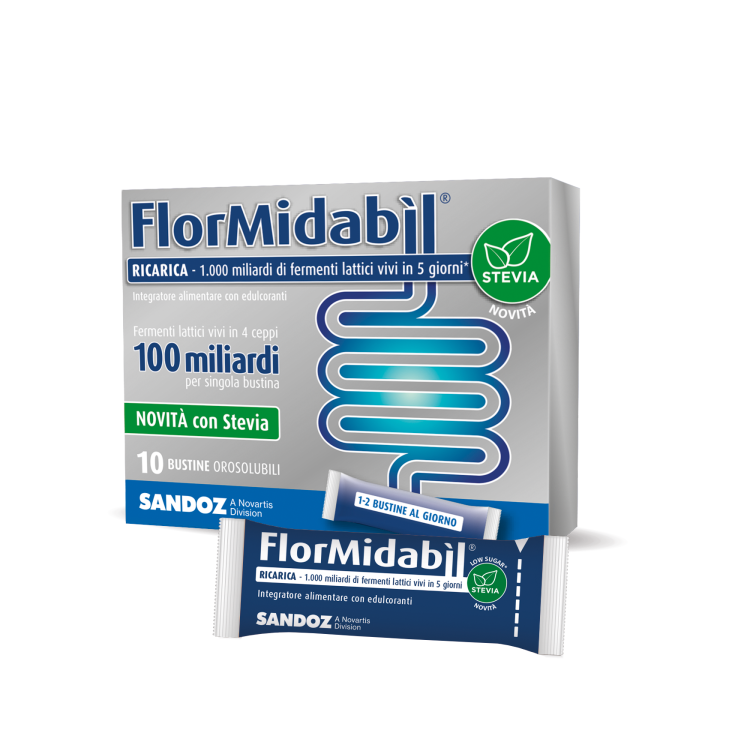 FlorMidab&igrave;l Ricarica Con Stevia Sandoz 10 Bustine