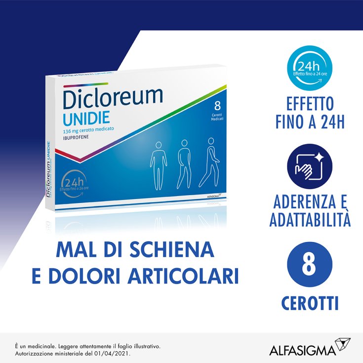 Dicloreum Unidie 24H Alfasigma 8 Cerotti Medicati Dicloreum Unidie 24H Alfasigma 8 Cerotti Medicati