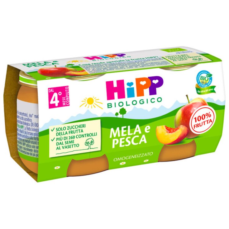 Mela e&nbsp;Pesca HiPP&nbsp;Biologico 2x80g
