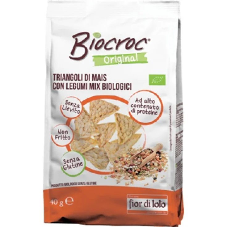 Biocroc&reg; Biocroc triangoli di mais con legumi Fior Di Loto 40g