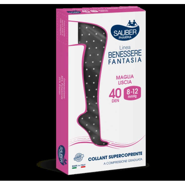 Linea Benessere Fantasia 40D Collant Supercoprente Pois Bianchi Tg.2&nbsp;Sauber