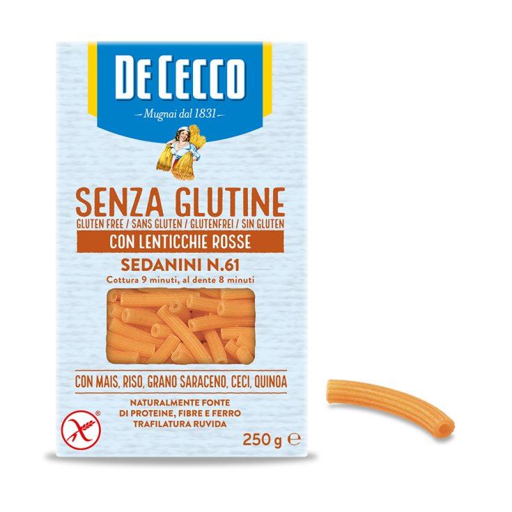 Sedanini n&deg;61 Con Lenticchie Rosse De Cecco 250g