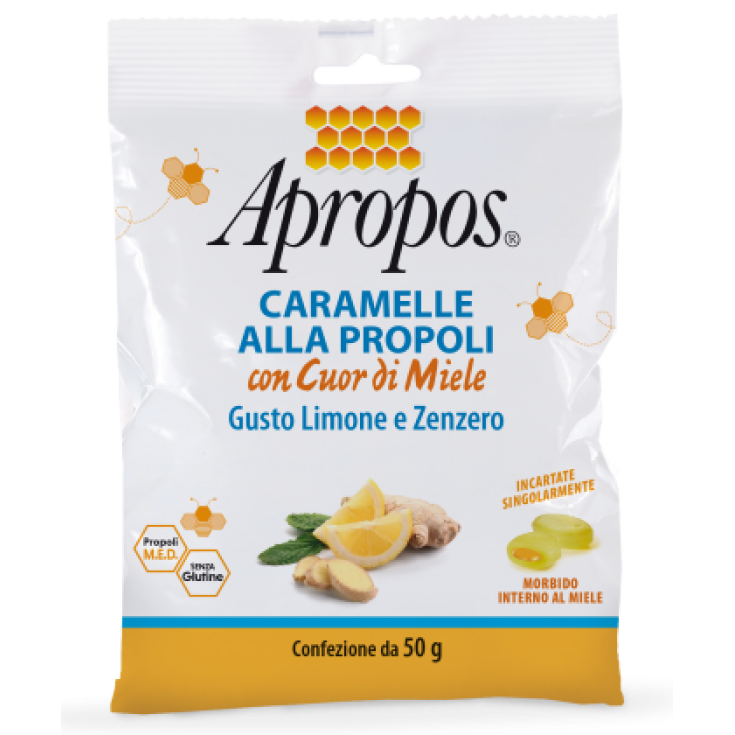 Apropos&reg; Caramelle Alla Propoli Con Cuor Di Miele&nbsp;Gusto Limone e Zenzero 50g