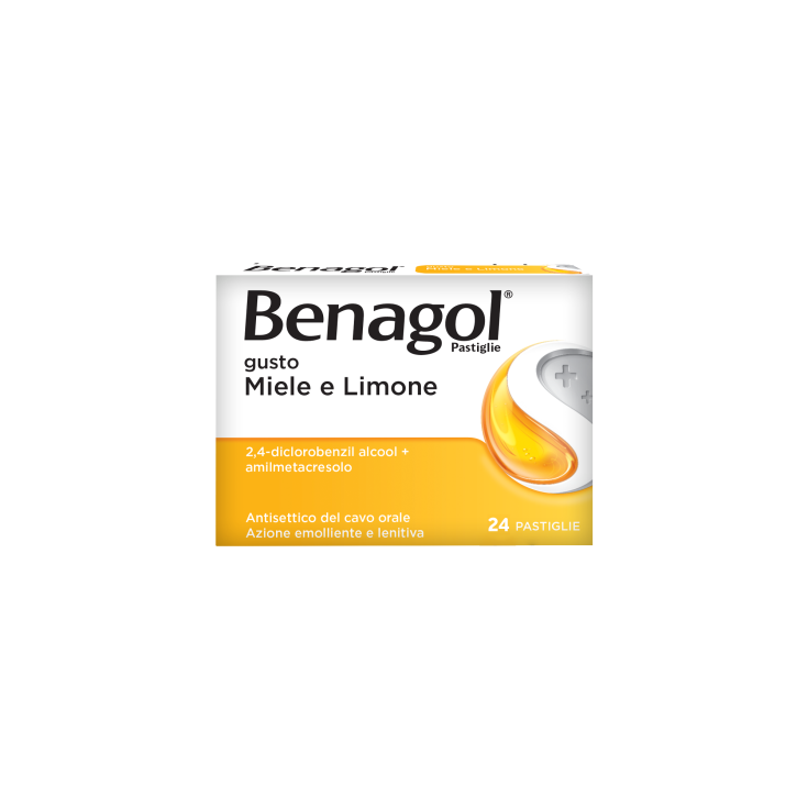 Benagol 24 Pastiglie  Miele e Limone  antisettico per bocca e gola