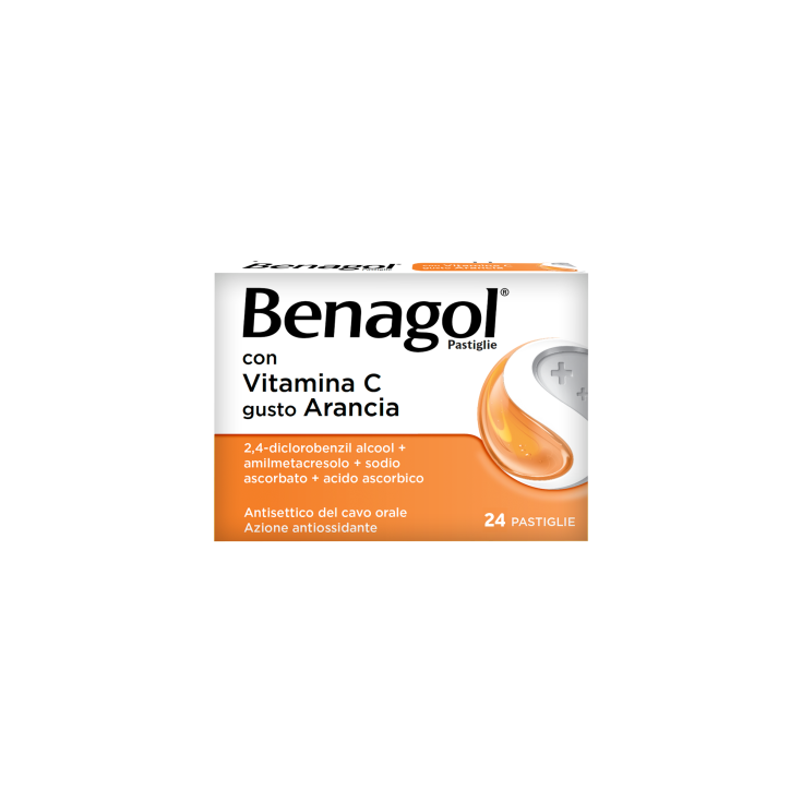 Benagol 24 Pastiglie  Vit C Gusto Arancia  antisettico per bocca e gola