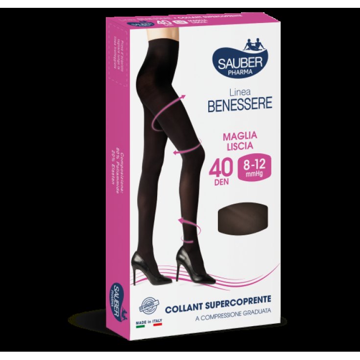 Linea Benessere 40D Collant Supercoprente Nero Tg.5&nbsp;Sauber