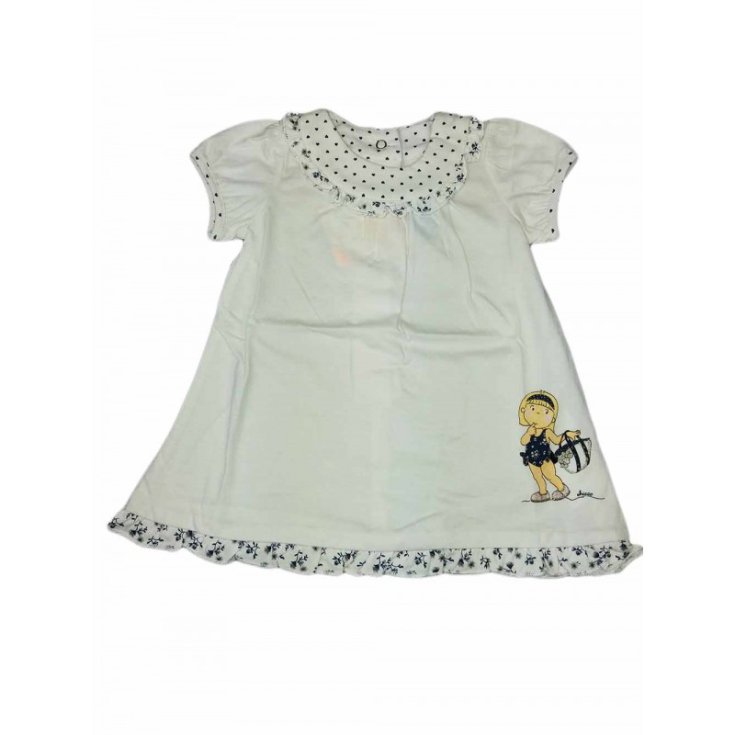 Vestitino di Cotone Bimba&nbsp;CHICCO Bianco/Blu Taglia 6 Mesi