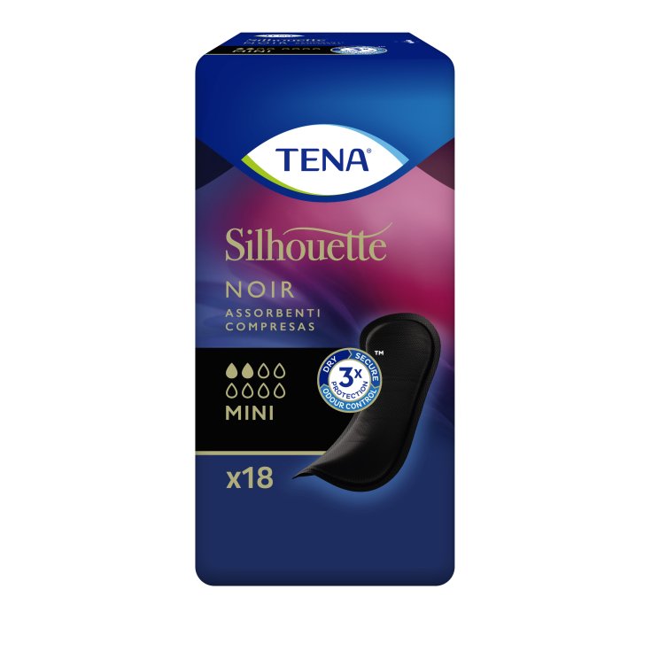 Silhouette Pads Noir Mini Tena 18 Pezzi