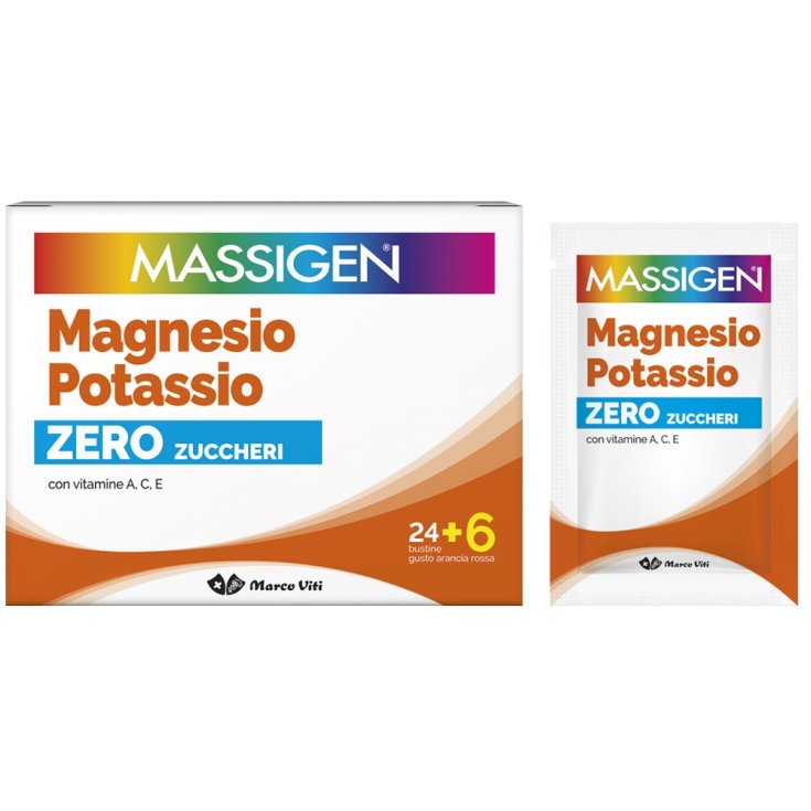 Magnesio E Potassio Zero Zuccheri Massigen 30 Buste Da 4g